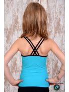 Cross straps long top turquoise green