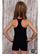 Y back long top black with neon orange straps