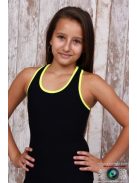 Y back long top black with neon yellow straps