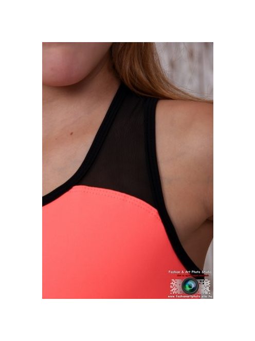 Two colors long top black - neon orange
