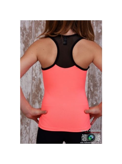 Two colors long top black - neon orange