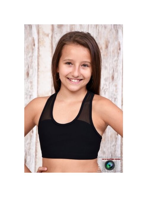 Two colors crop top tulle - black