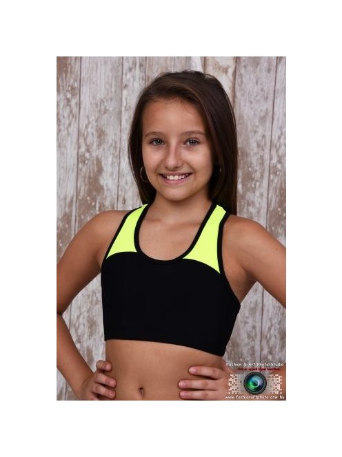 Two colors crop top neon yellow - black