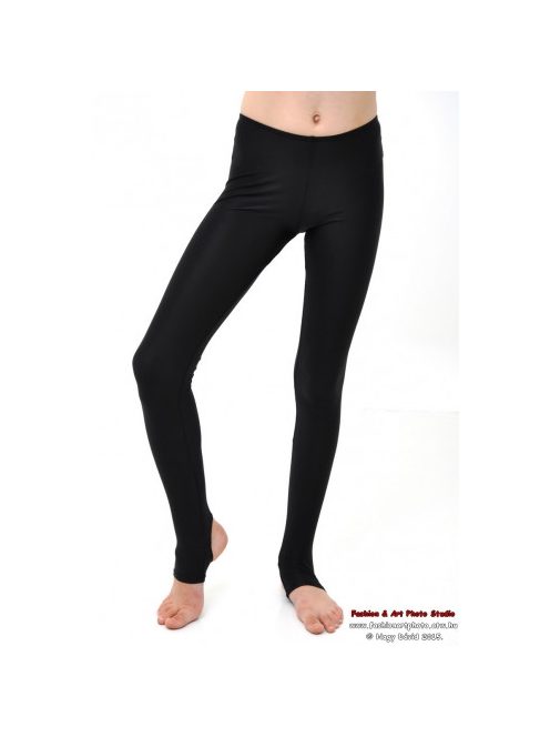 Open heel high waist long pants of fitness fabric black