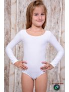 Long sleeves gymnastics leotard white